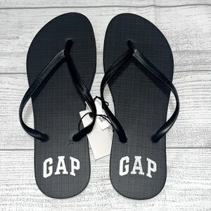 GAP Black Flip Flop Sandals with White Logo